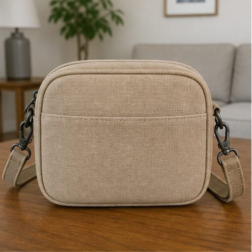Sand Canvas Crossbody Bag